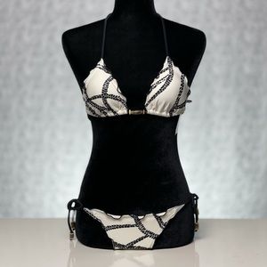 Vix white chains 2 piece bikini size Small. NWT